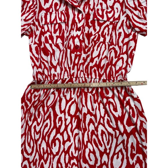 Valerie Bertinelli Red & White Animal Print Dress Size 8 Polyester Spandex - Picture 10 of 11